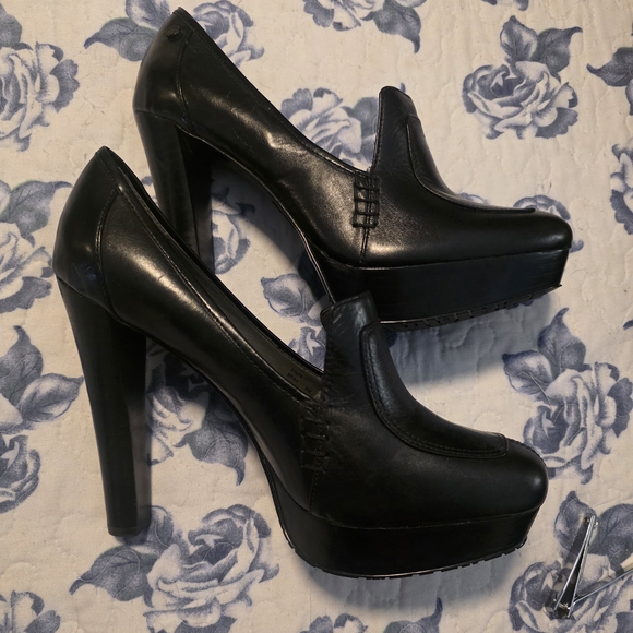 Calvin Klein Shoes - Calvin Klein Black Leather Platform Heel Pumps